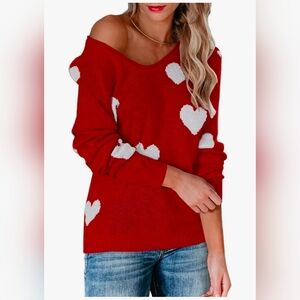 Red Heart Pattern Sweater